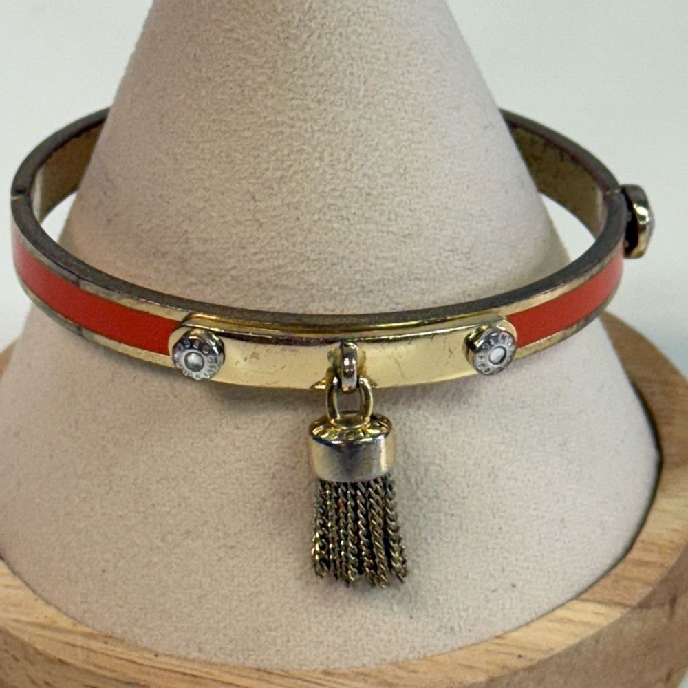 Henri Bendel Orange & Gold Tassel Hinge Bracelet